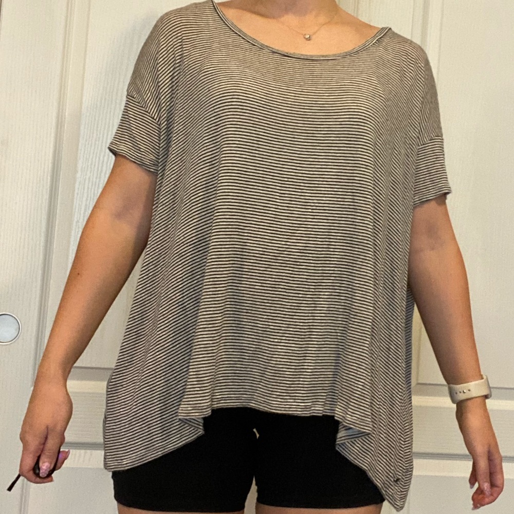 Black And white stripe oversized tee